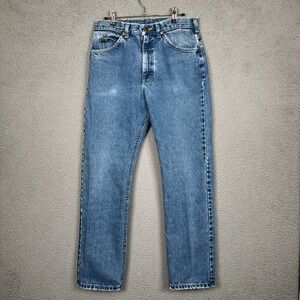 VTG Lee Jeans Men 33x32 Blue Cotton USA Union Made Distressed Americana Heritage